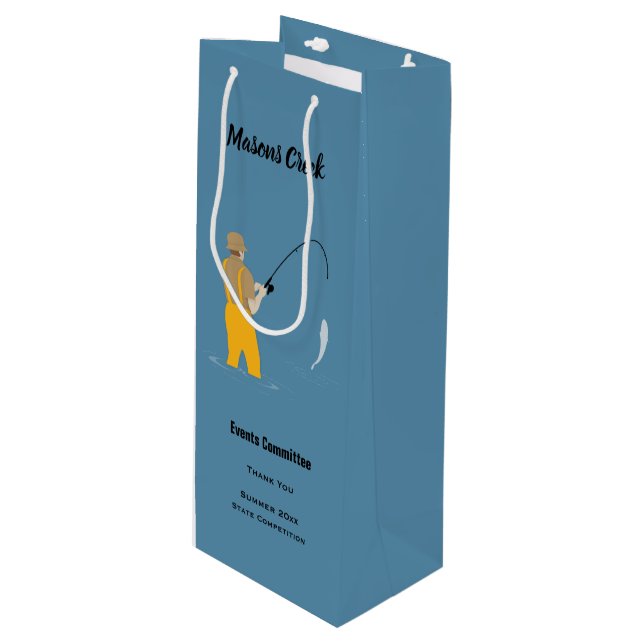 Sac Cadeau Pour Bouteille Pêche (Devant Angle)