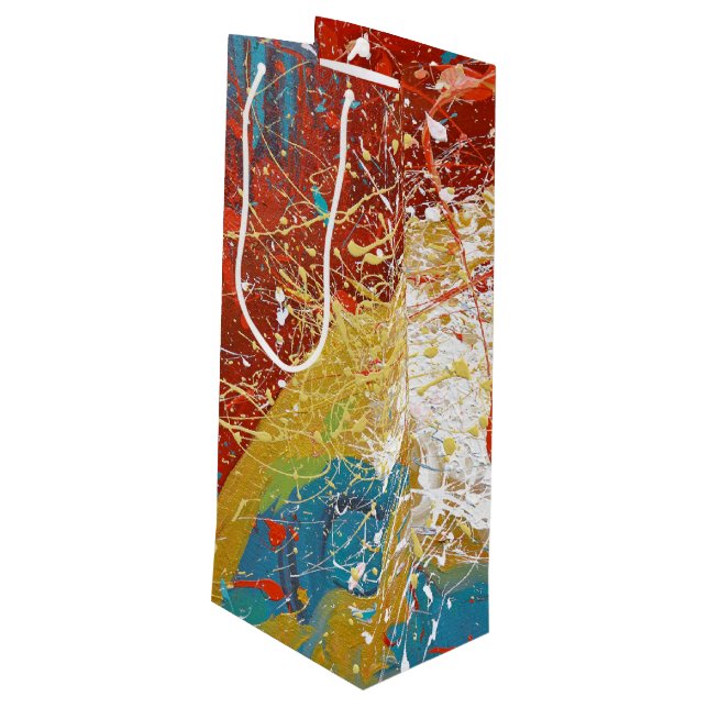 Sac Cadeau Pour Bouteille Peinture colorée Abstraite (Dos Angle)