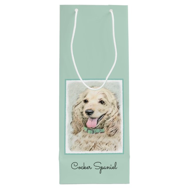 Sac Cadeau Pour Bouteille Peinture de Cocker Spaniel Buff - Art de chien ori (Dos)