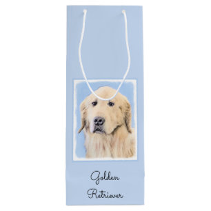 Sac Cadeau Pour Bouteille Peinture Golden Retriever - Joli art original chie