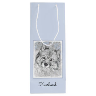 Sac Cadeau Pour Bouteille Peinture Keeshond Beth - Joli art original chien