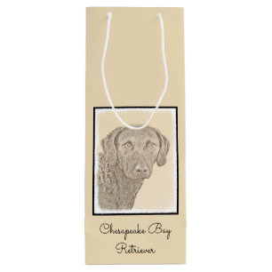 Sac Cadeau Pour Bouteille Peinture originale de chien par Retriever de Chesa