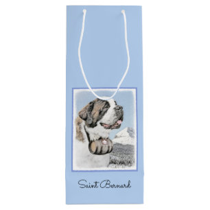 Sac Cadeau Pour Bouteille Peinture Saint Bernard - Cute Original Chien Art