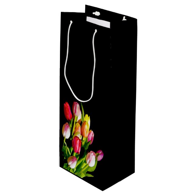 Sac Cadeau Pour Bouteille Peinture Tulip - Art Fleur original (Devant Angle)