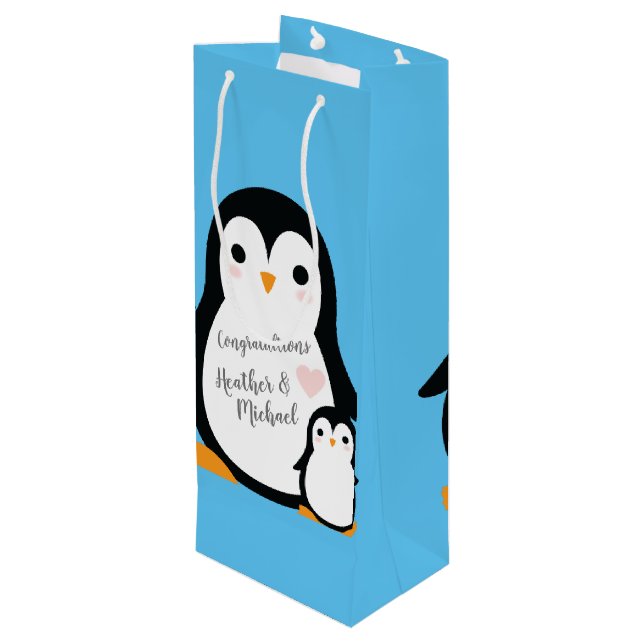 Sac Cadeau Pour Bouteille Penguin thème Baby shower mignonne (Dos Angle)