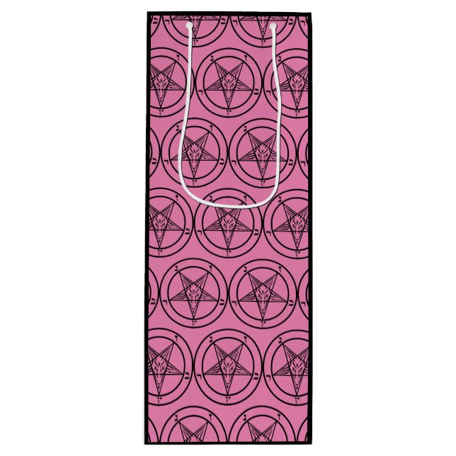 Sac Cadeau Pour Bouteille Pentagramme rose Baphomet  (Devant)