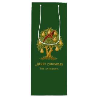 Sac Cadeau Pour Bouteille Perdrix dans un arbre élégant de Noël vert