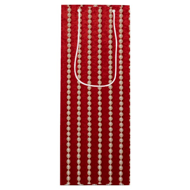 Sac Cadeau Pour Bouteille Perle rouge et blanche (Devant)