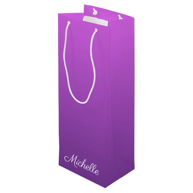 Sac Cadeau Pour Bouteille Personalisé violet ombre (Dos Angle)