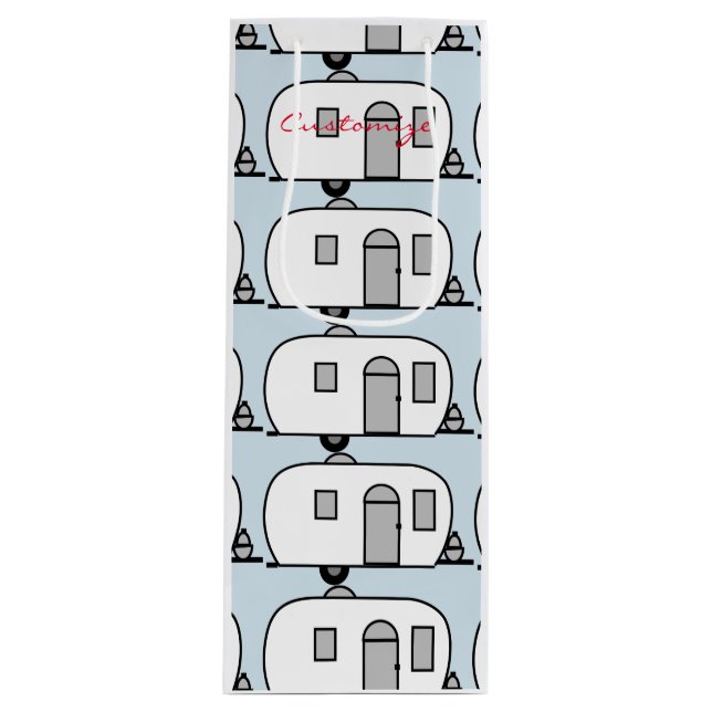 Sac Cadeau Pour Bouteille Petite caravane Gitane arrondie customisée (Devant)