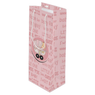 Sac Cadeau Pour Bouteille Petite Fille Bébé En Buggy Nouveau Bébé
