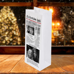 Sac Cadeau Pour Bouteille Photo Collage Whimsical Christmas mignonne Holiday