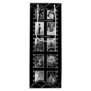 Sac Cadeau Pour Bouteille Photo personnalisée de bobine de film noir et blan