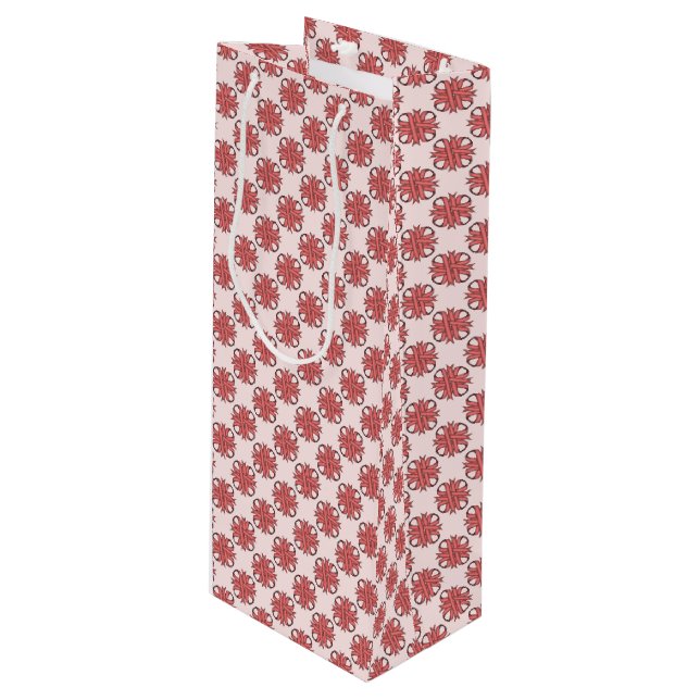 Sac Cadeau Pour Bouteille Pink Clover Ribbon (Devant Angle)