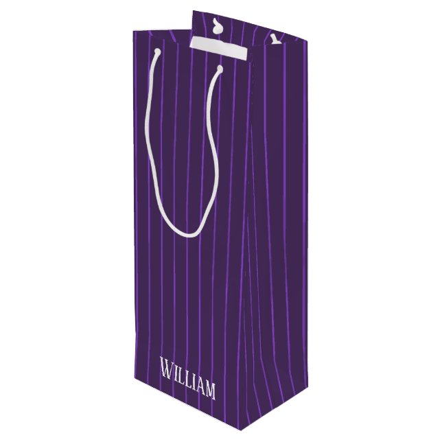 Sac Cadeau Pour Bouteille Pinstripes pourpres (Dos Angle)