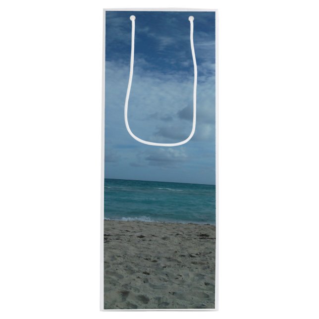 SAC CADEAU POUR BOUTEILLE PLAGE (Devant)