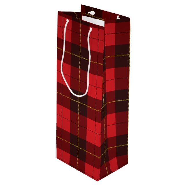 Sac Cadeau Pour Bouteille Plaid Christmas Tartan Clan Wallace Red Check (Devant Angle)