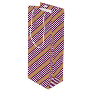 Sac Cadeau Pour Bouteille Plum et blanc cinq bandes motif avec bronzage