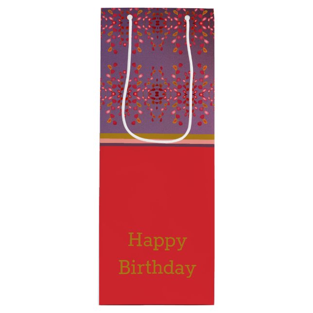 Sac Cadeau Pour Bouteille Plum Rose Et Or (Devant)
