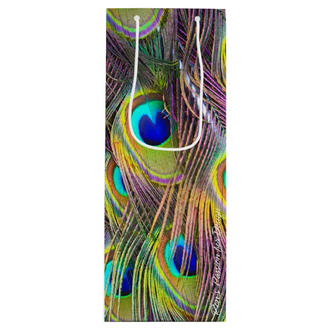Sac Cadeau Pour Bouteille Plumes de paon 5 (Devant)