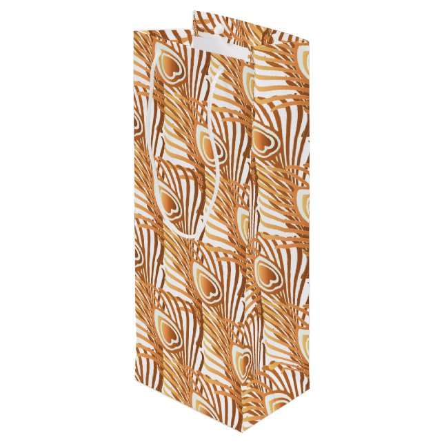 Sac Cadeau Pour Bouteille Plumes de paon de soleil Art nouveau design (Dos Angle)