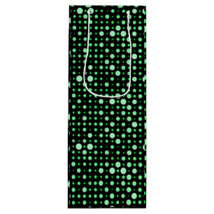 Sac Cadeau Pour Bouteille Point Polka 02.Vert. BG noir