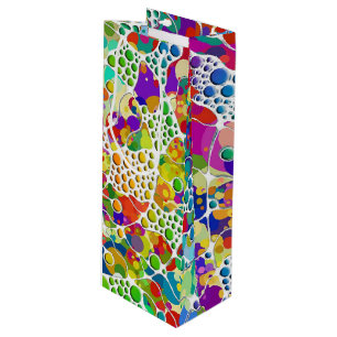 Sac Cadeau Pour Bouteille Points colorés Spirales Peinture à la main 2