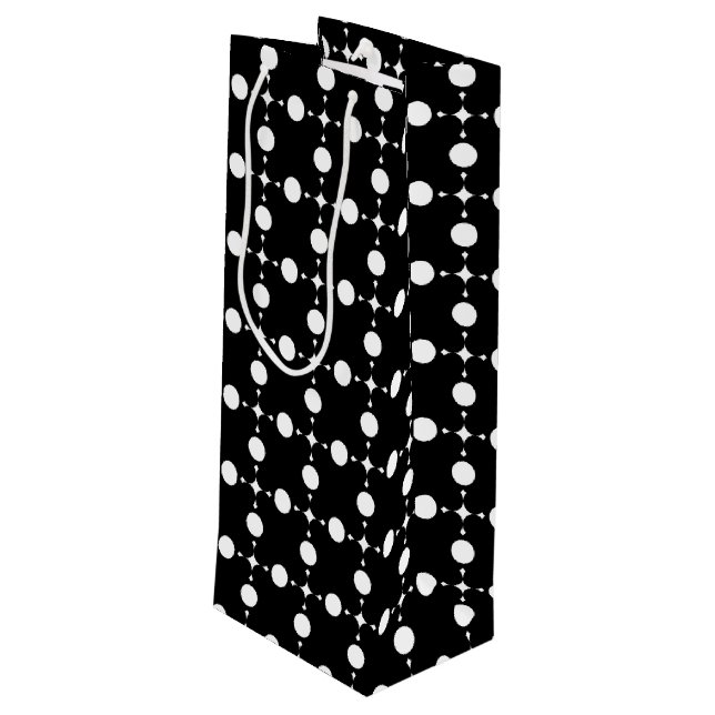 Sac Cadeau Pour Bouteille Pois blancs, Motif à points Polka, points, pointil (Dos Angle)