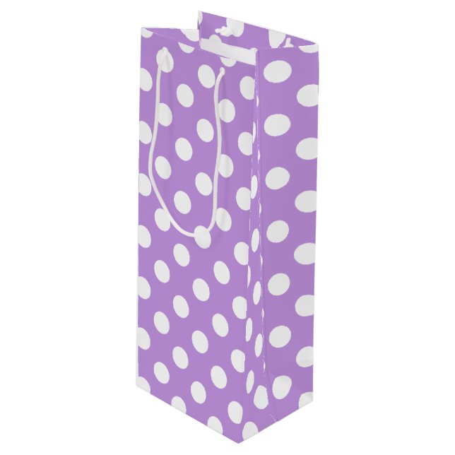 Sac Cadeau Pour Bouteille Pois blancs sur lilas (Devant Angle)