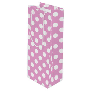 Sac Cadeau Pour Bouteille Pois blancs sur rose pâle