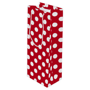 Sac Cadeau Pour Bouteille Pois blancs sur rouge