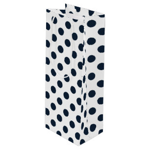 Sac Cadeau Pour Bouteille Pois bleu marine foncé