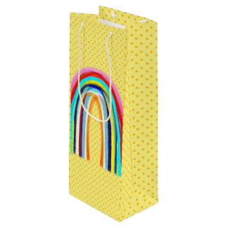 SAC CADEAU POUR BOUTEILLE POIS JAUNES DE PLANCHE