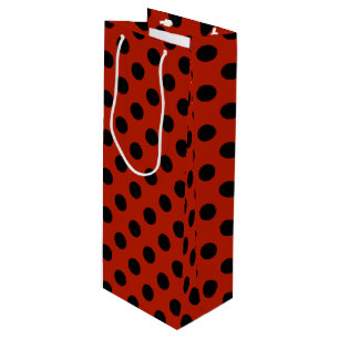 Sac Cadeau Pour Bouteille Pois noirs en rouge