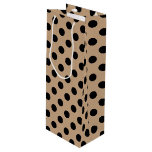 Sac Cadeau Pour Bouteille Pois noirs sur beige