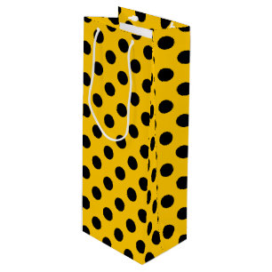 Sac Cadeau Pour Bouteille Pois noirs sur jaune