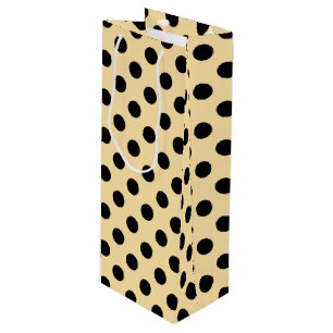 Sac Cadeau Pour Bouteille Pois noirs sur jaune pâle