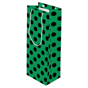 Sac Cadeau Pour Bouteille Pois noirs sur vert frais