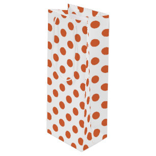 Sac Cadeau Pour Bouteille Pois orange brûlés