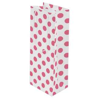 Sac Cadeau Pour Bouteille Pois rose et blanc