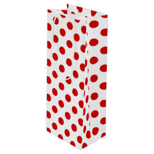 Sac Cadeau Pour Bouteille Pois rouges et blancs