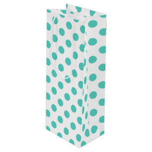 Sac Cadeau Pour Bouteille Pois turquoise