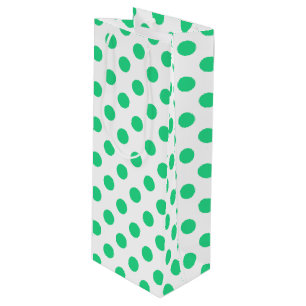 Sac Cadeau Pour Bouteille Pois verts et blancs