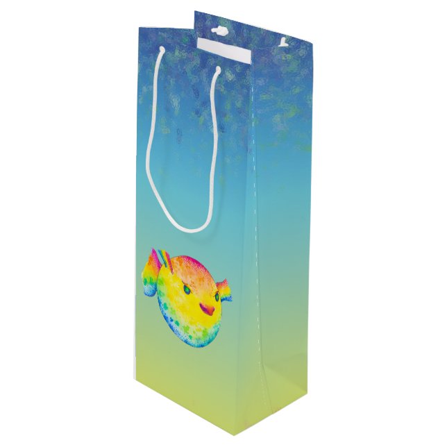 Sac Cadeau Pour Bouteille Poisson-globe (Devant Angle)
