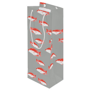 Sac Cadeau Pour Bouteille Poisson rouge et gris