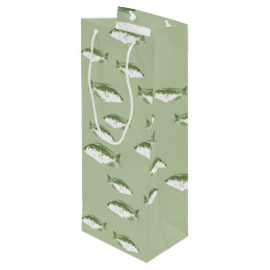 Sac Cadeau Pour Bouteille Poisson vert olive