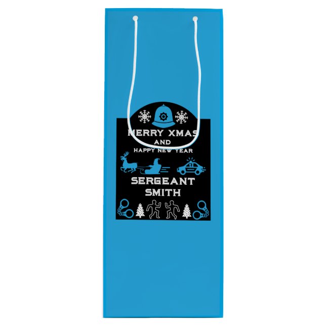 Sac Cadeau Pour Bouteille Police Noël Bouteille décorative (Devant)