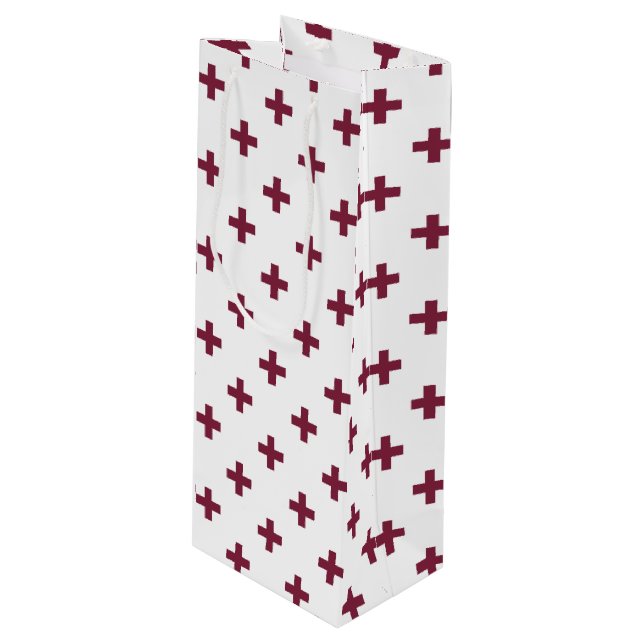 Sac Cadeau Pour Bouteille Polka de mûre croise sur blanc (Devant Angle)
