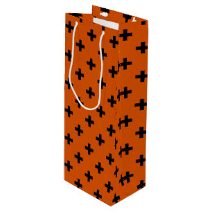 Sac Cadeau Pour Bouteille Polka noire croise sur orange