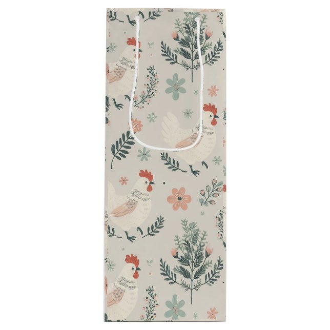 Sac Cadeau Pour Bouteille Poulet dans le jardin (Devant)